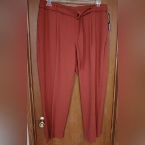 NWT Anne Klein Women's Size L Rust High-Rise Ankle Pants xl